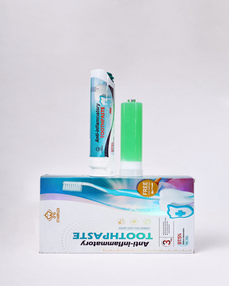 Starplex 100g*2 Anti-Inflammatory Toothpaste Set and Free Toothbrush*1  for Sensitive Teeth and Cavity Prevention